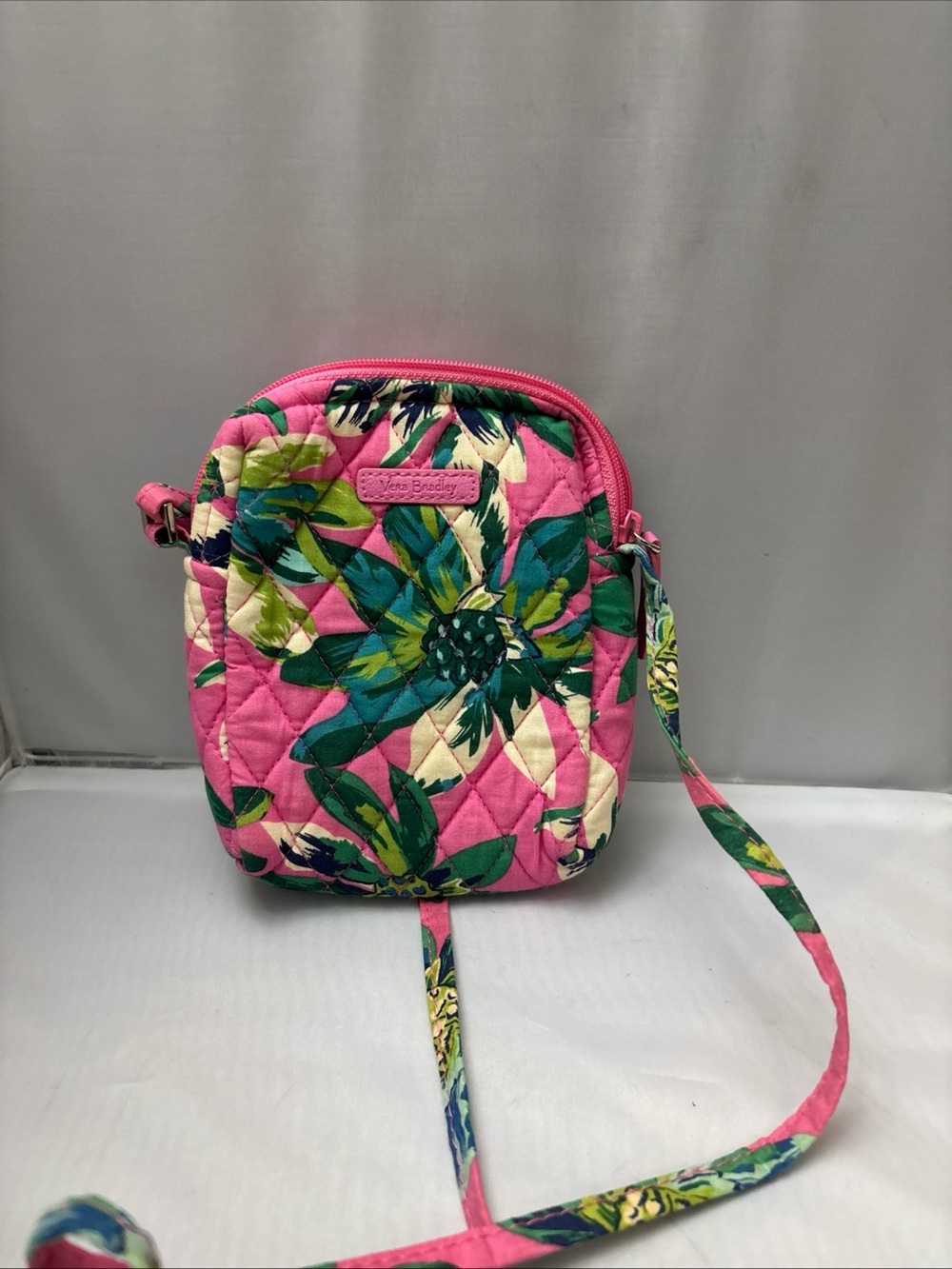 Vera Bradley Pink Floral Quilted Crossbody Bag Tropical Paradise Pattern